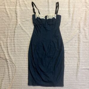 Dolce & Gabbana Blue Denim Dress with Black Label
